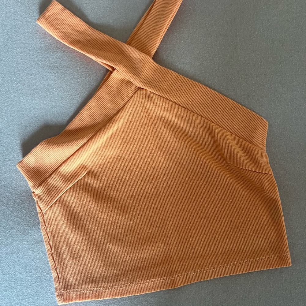Orange Ribbed Women's Top